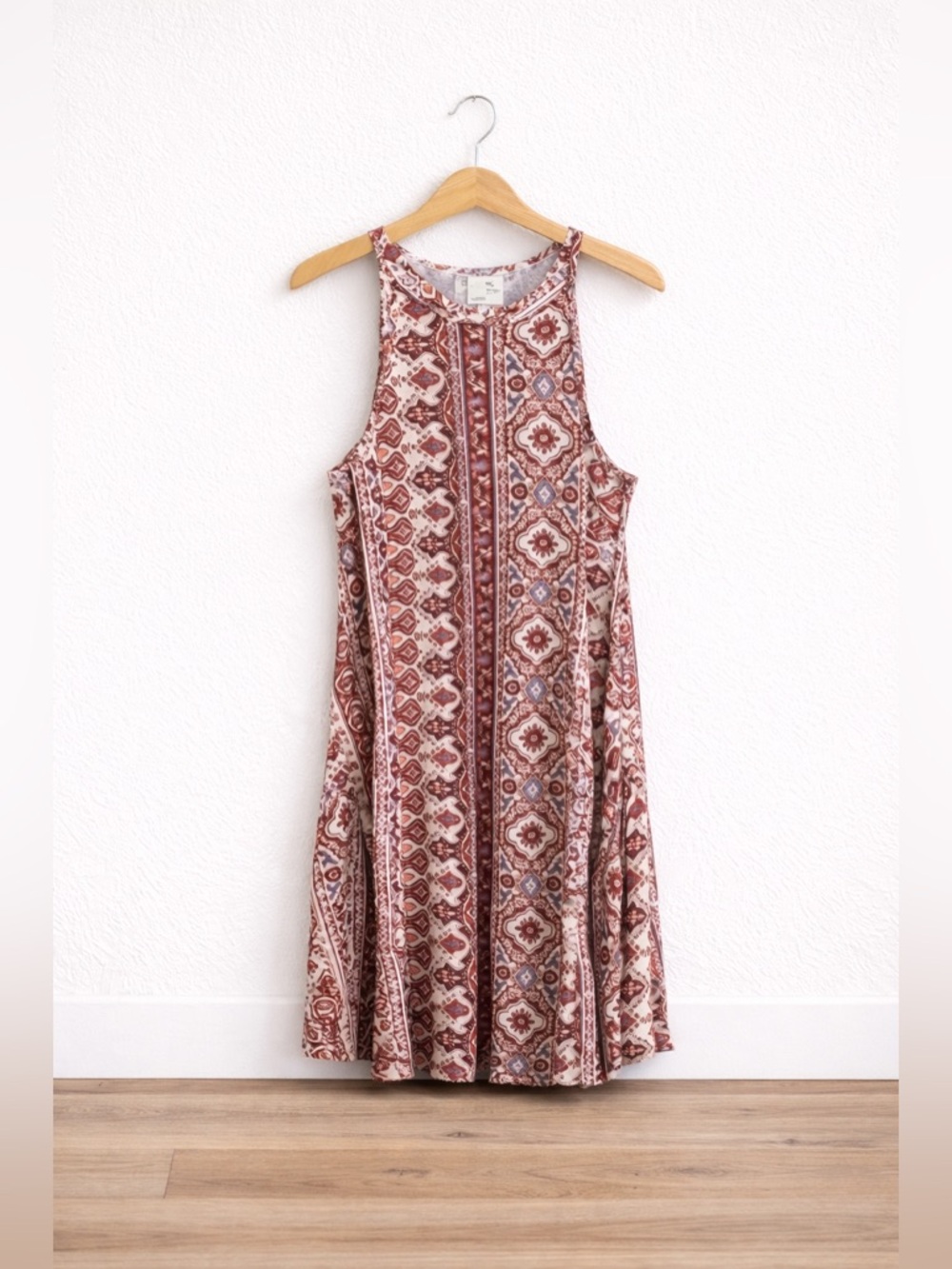 Summer Beach Flowy Paisley Boho Festival Easy Mini Dress
